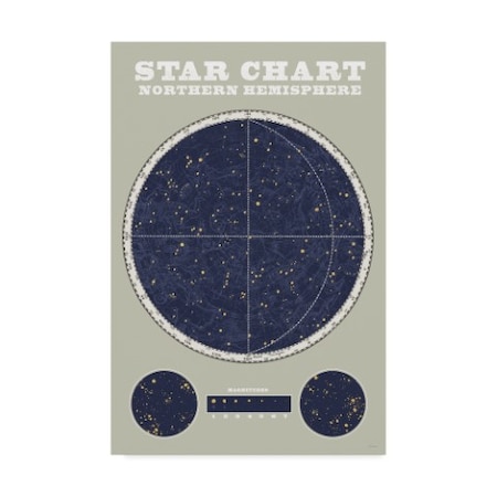 Sue Schlabach 'Northern Star Chart Blue Gray' Canvas Art,12x19